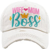 Distressed Patch Hat - Wife Mom Boss