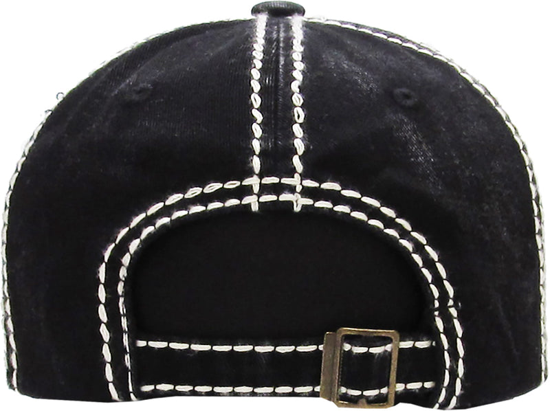 Distressed Patch Baseball Cap - Star (Black)