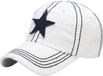 Distressed Patch Baseball Cap - Star (White)