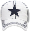 Distressed Patch Baseball Cap - Star (White)