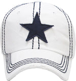Distressed Patch Baseball Cap - Star (White)