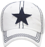 Distressed Patch Baseball Cap - Star (White)