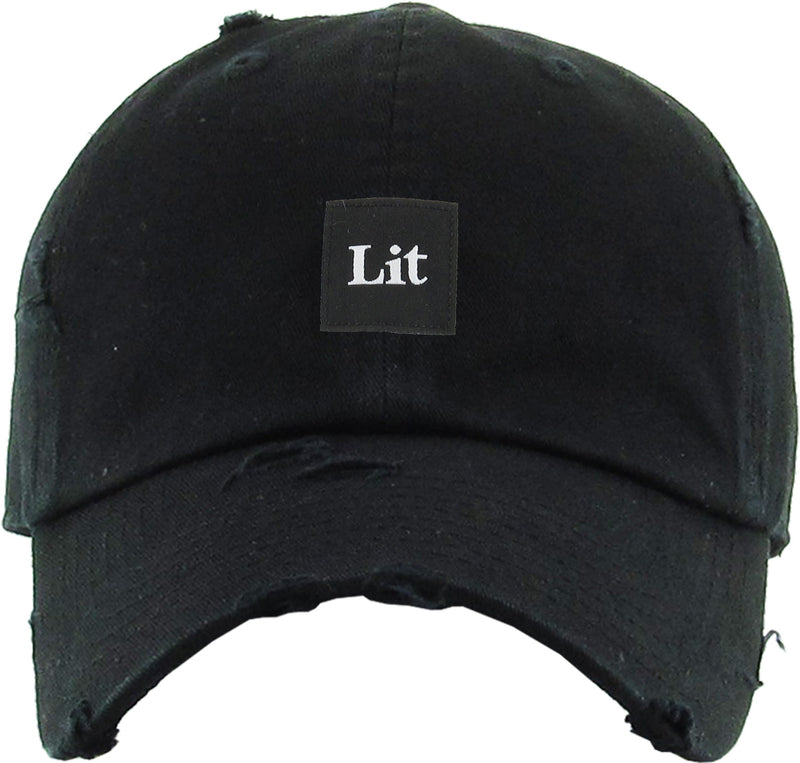 Unconstructed Dad Hat - Lit (Distressed Black)