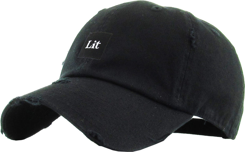 Unconstructed Dad Hat - Lit (Distressed Black)