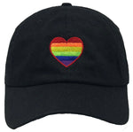 Unconstructed Dad Hat - Rainbow Heart (Black)