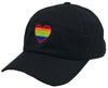 Unconstructed Dad Hat - Rainbow Heart (Black)