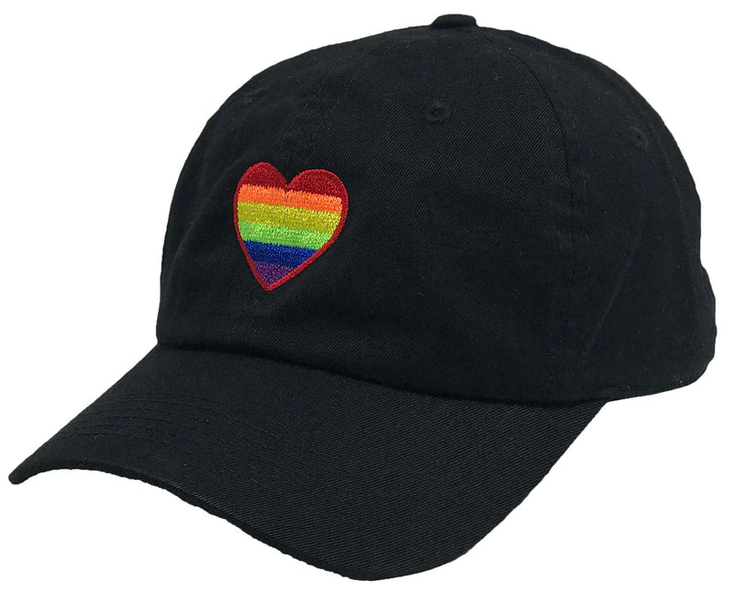 Unconstructed Dad Hat - Rainbow Heart (Black)