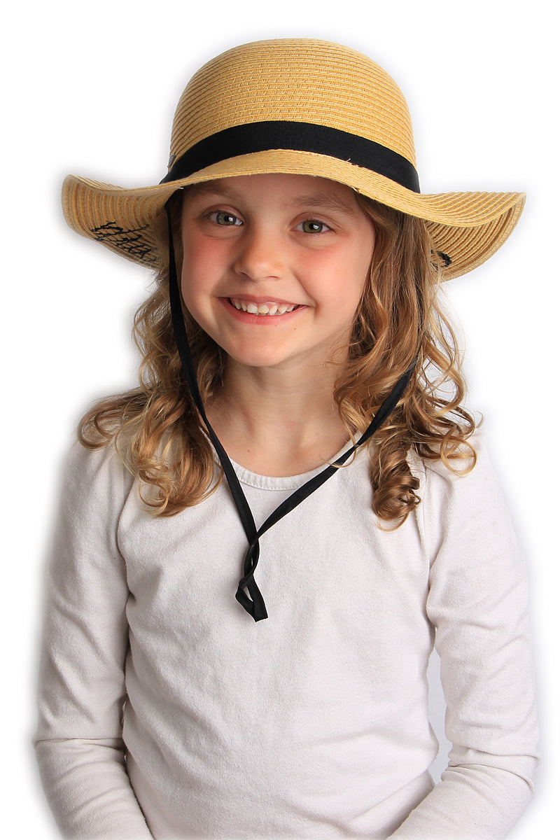 C.C Girls Embroidered Sun Hat - Always on Vacay (Natural)