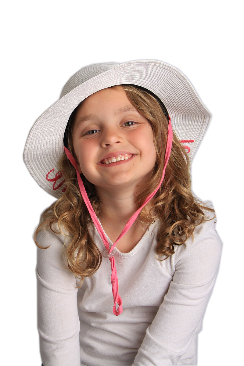 C.C Girls Embroidered Sun Hat - Hello Sunshine (White)