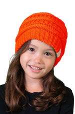 C.C. Kid's Classic Fit Cable Knit Beanie - Neon