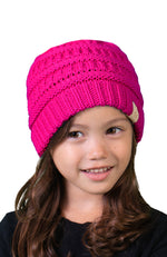 C.C. Kid's Classic Fit Cable Knit Beanie - Neon