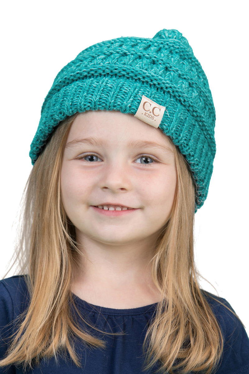 C.C. Kid's Classic Fit Cable Knit Beanie - 2-Tone