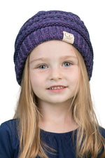 C.C. Kid's Classic Fit Cable Knit Beanie - 2-Tone