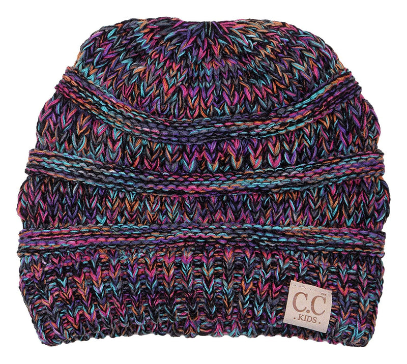 C.C. Kid's Classic Fit Cable Knit Beanie - Tricolor