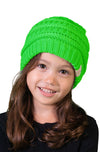 C.C. Kid's Classic Fit Cable Knit Beanie - Neon