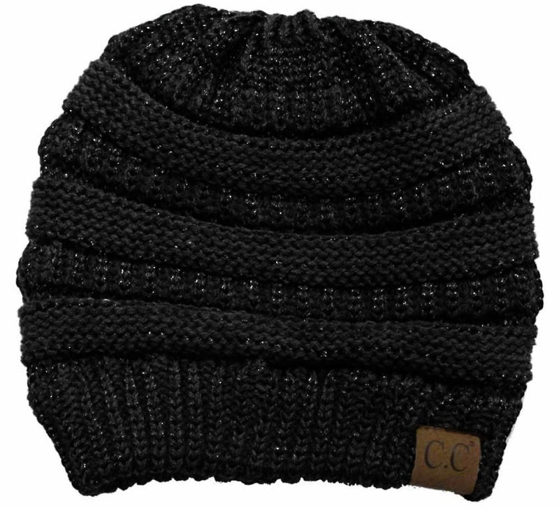 C.C. Classic Fit Cable Knit Beanie - Metallic