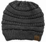 C.C. Classic Fit Cable Knit Beanie - Metallic
