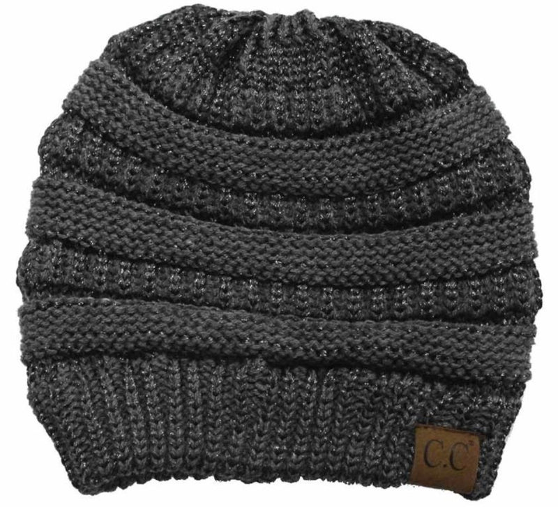 C.C. Classic Fit Cable Knit Beanie - Metallic