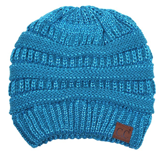 C.C. Classic Fit Cable Knit Beanie - Metallic