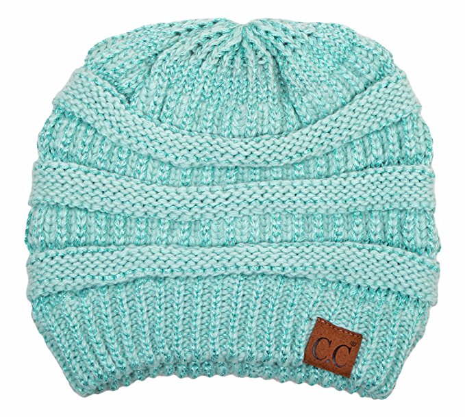 C.C. Classic Fit Cable Knit Beanie - Metallic