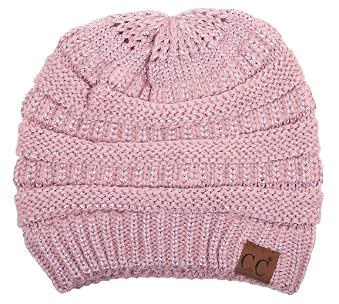 C.C. Classic Fit Cable Knit Beanie - Metallic