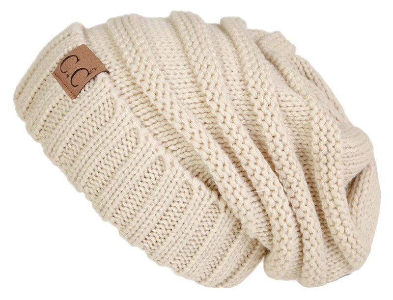 C.C. Oversized Slouchy Fit Cable Knit Beanie - Solid Colors
