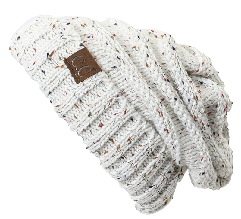 C.C. Oversized Slouchy Fit Cable Knit Beanie - Confetti