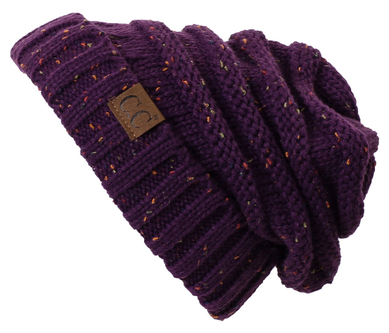 C.C. Oversized Slouchy Fit Cable Knit Beanie - Confetti