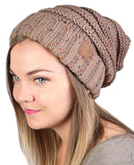 C.C. Oversized Slouchy Fit Cable Knit Beanie - Confetti