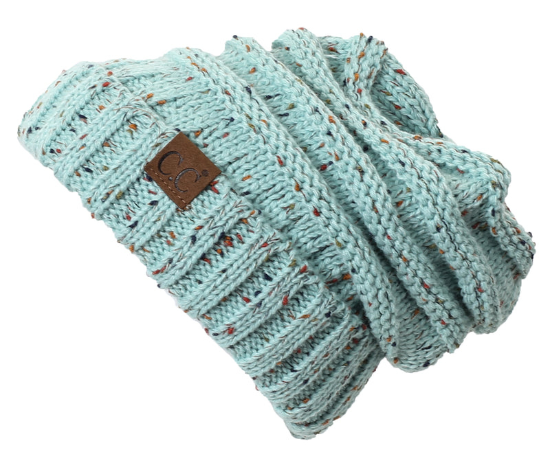 C.C. Oversized Slouchy Fit Cable Knit Beanie - Confetti