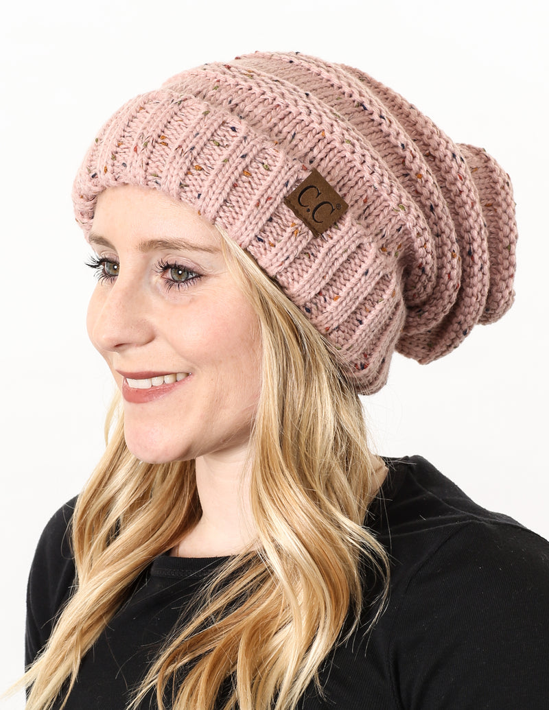 C.C. Oversized Slouchy Fit Cable Knit Beanie - Confetti