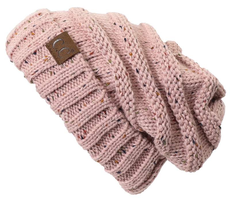 C.C. Oversized Slouchy Fit Cable Knit Beanie - Confetti