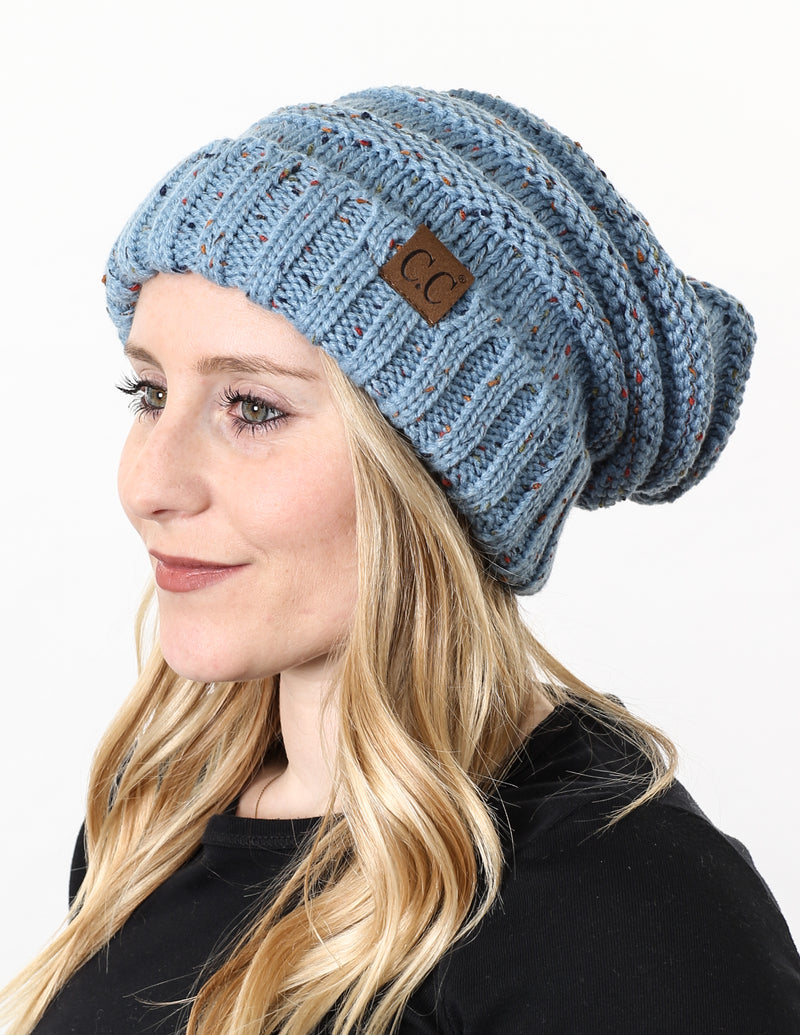 C.C. Oversized Slouchy Fit Cable Knit Beanie - Confetti