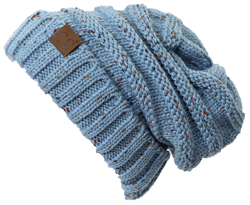 C.C. Oversized Slouchy Fit Cable Knit Beanie - Confetti