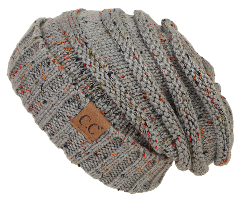 C.C. Oversized Slouchy Fit Cable Knit Beanie - Confetti
