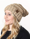 C.C. Oversized Slouchy Fit Cable Knit Beanie - Confetti