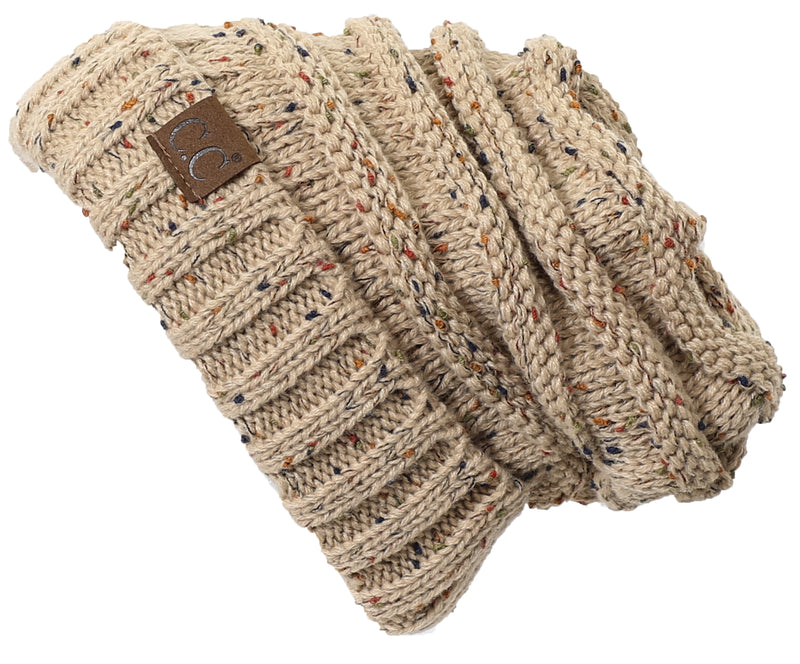 C.C. Oversized Slouchy Fit Cable Knit Beanie - Confetti