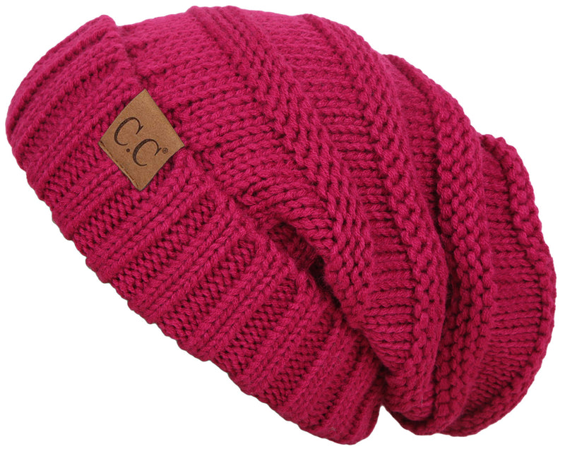C.C. Oversized Slouchy Fit Cable Knit Beanie - Solid Colors