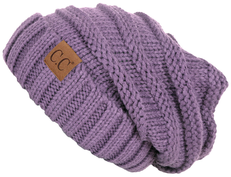 C.C. Oversized Slouchy Fit Cable Knit Beanie - Solid Colors
