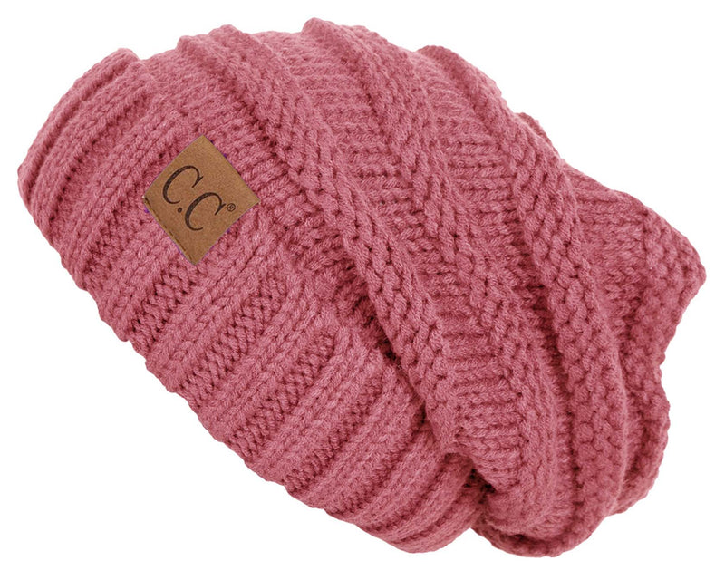 C.C. Oversized Slouchy Fit Cable Knit Beanie - Solid Colors