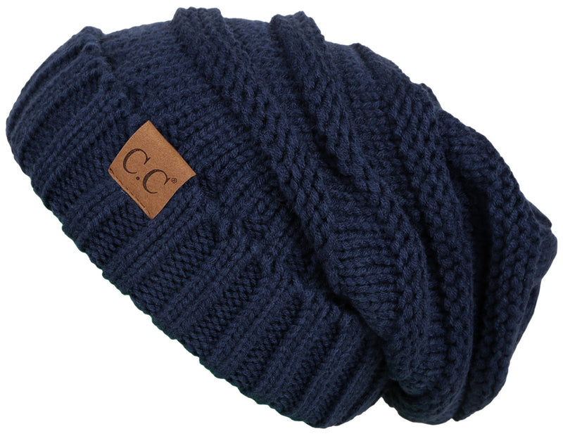 C.C. Oversized Slouchy Fit Cable Knit Beanie - Solid Colors