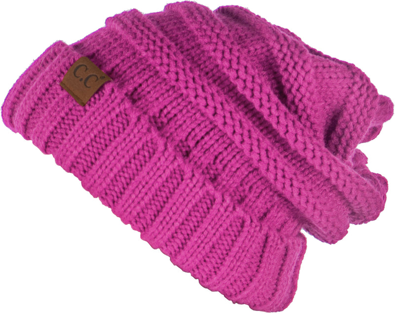C.C. Oversized Slouchy Fit Cable Knit Beanie - Solid Colors