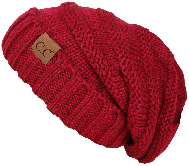 C.C. Oversized Slouchy Fit Cable Knit Beanie - Solid Colors