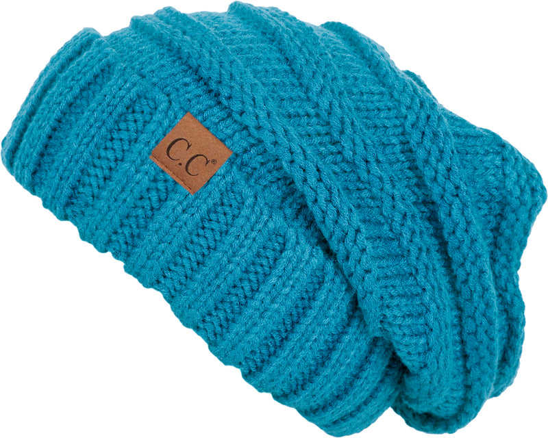 C.C. Oversized Slouchy Fit Cable Knit Beanie - Solid Colors