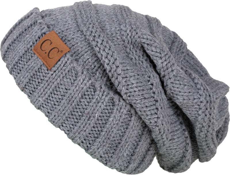 C.C. Oversized Slouchy Fit Cable Knit Beanie - Solid Colors