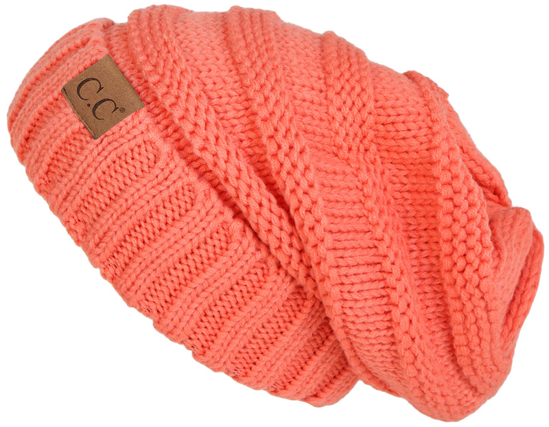 C.C. Oversized Slouchy Fit Cable Knit Beanie - Solid Colors