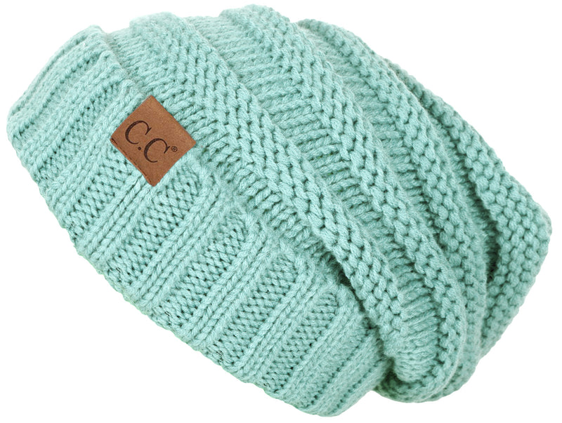 C.C. Oversized Slouchy Fit Cable Knit Beanie - Solid Colors