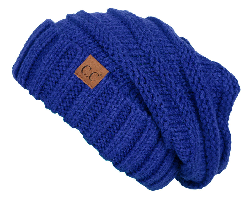 C.C. Oversized Slouchy Fit Cable Knit Beanie - Solid Colors