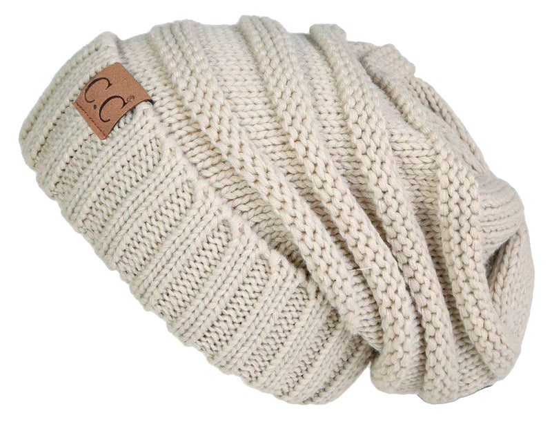 C.C. Oversized Slouchy Fit Cable Knit Beanie - Solid Colors