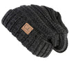 C.C. Oversized Slouchy Fit Cable Knit Beanie - Tricolor Mix